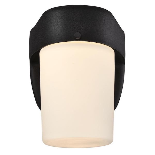 Westinghouse Fixture Wall Outdoor Lantern LED Dimmable 8W Dusk to Dawn, Black Frost Opal Glass 6106700 - main